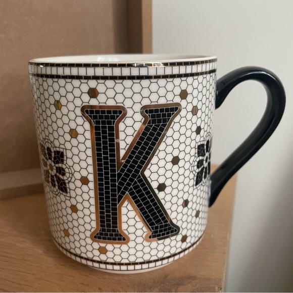 Anthropologie Other - Anthropologie The Bistro Tile Stoneware Mug: Monogram Edition “K”